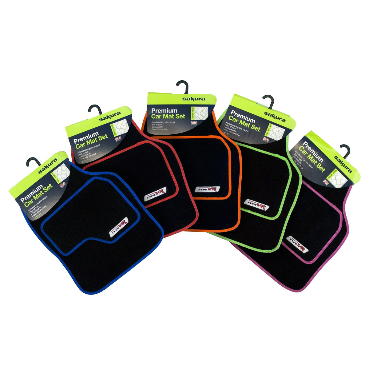 Sakura SS5308 Universal Car Mat Set, Lime