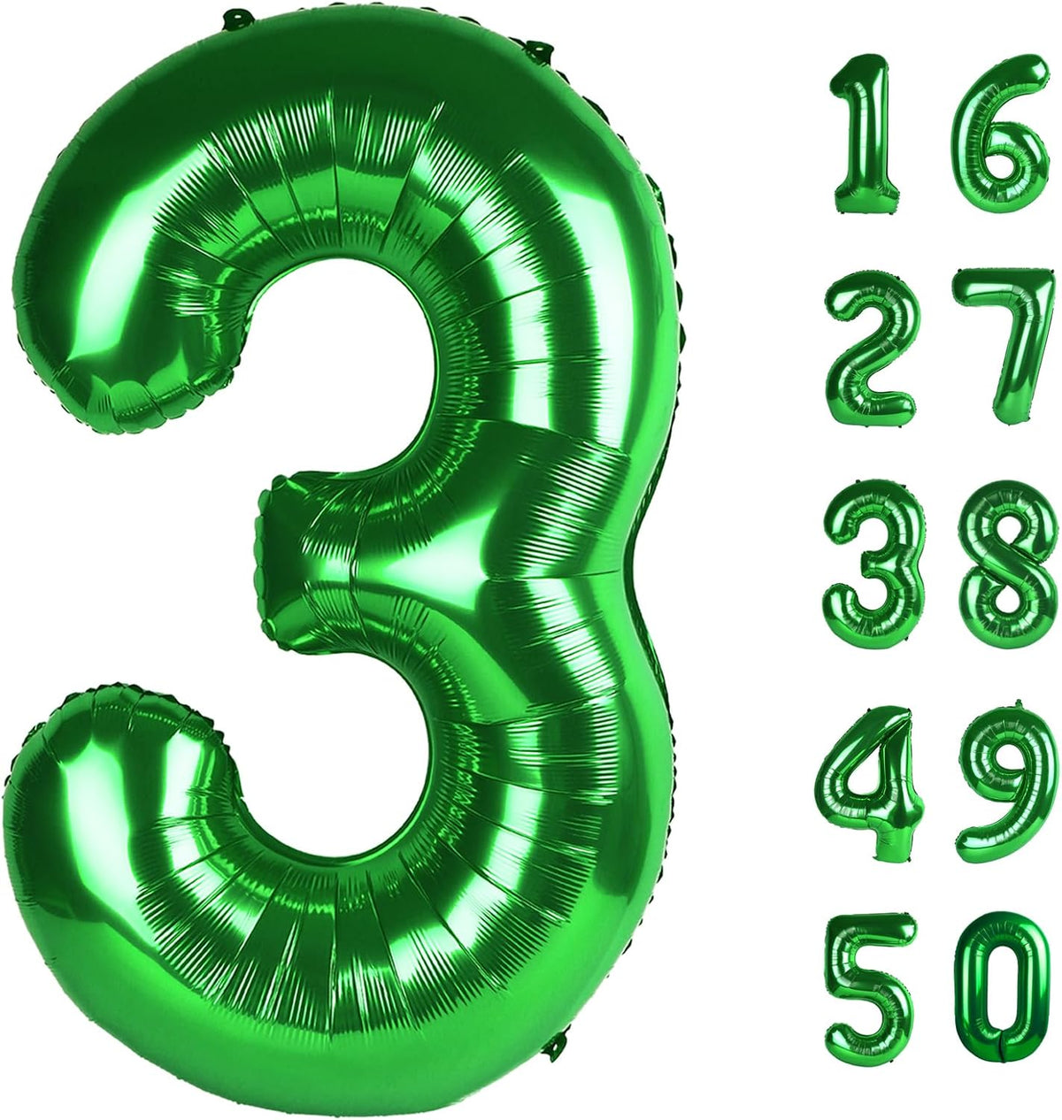 40 Inch Green Number 3 Balloons Foil Digital Helium Number Balloons