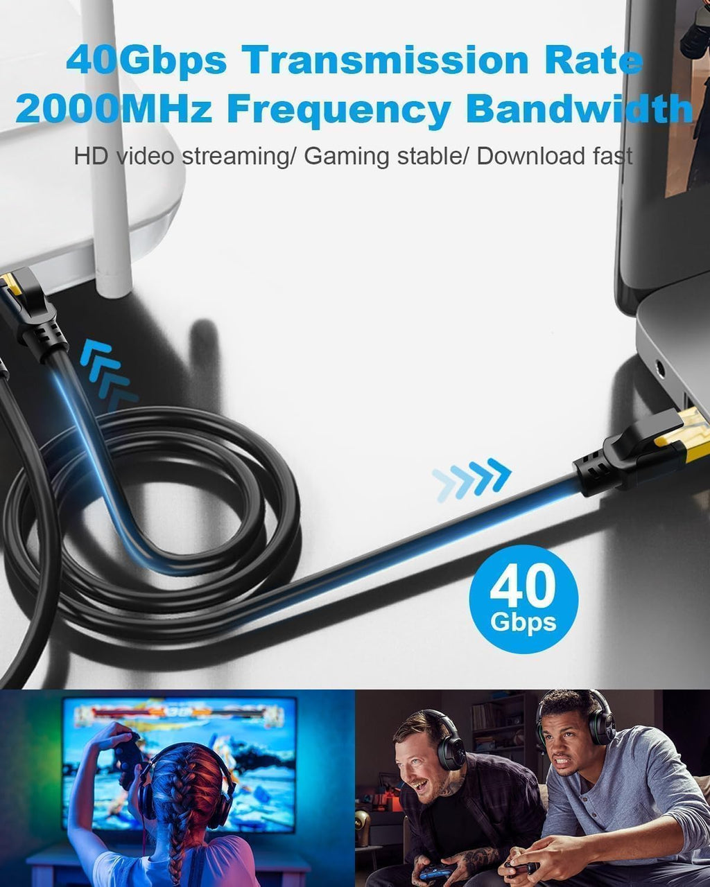 DDMALL Cat 8 Ethernet Cable 6m, 40Gbps Round Internet Cable (6 Meter Black)