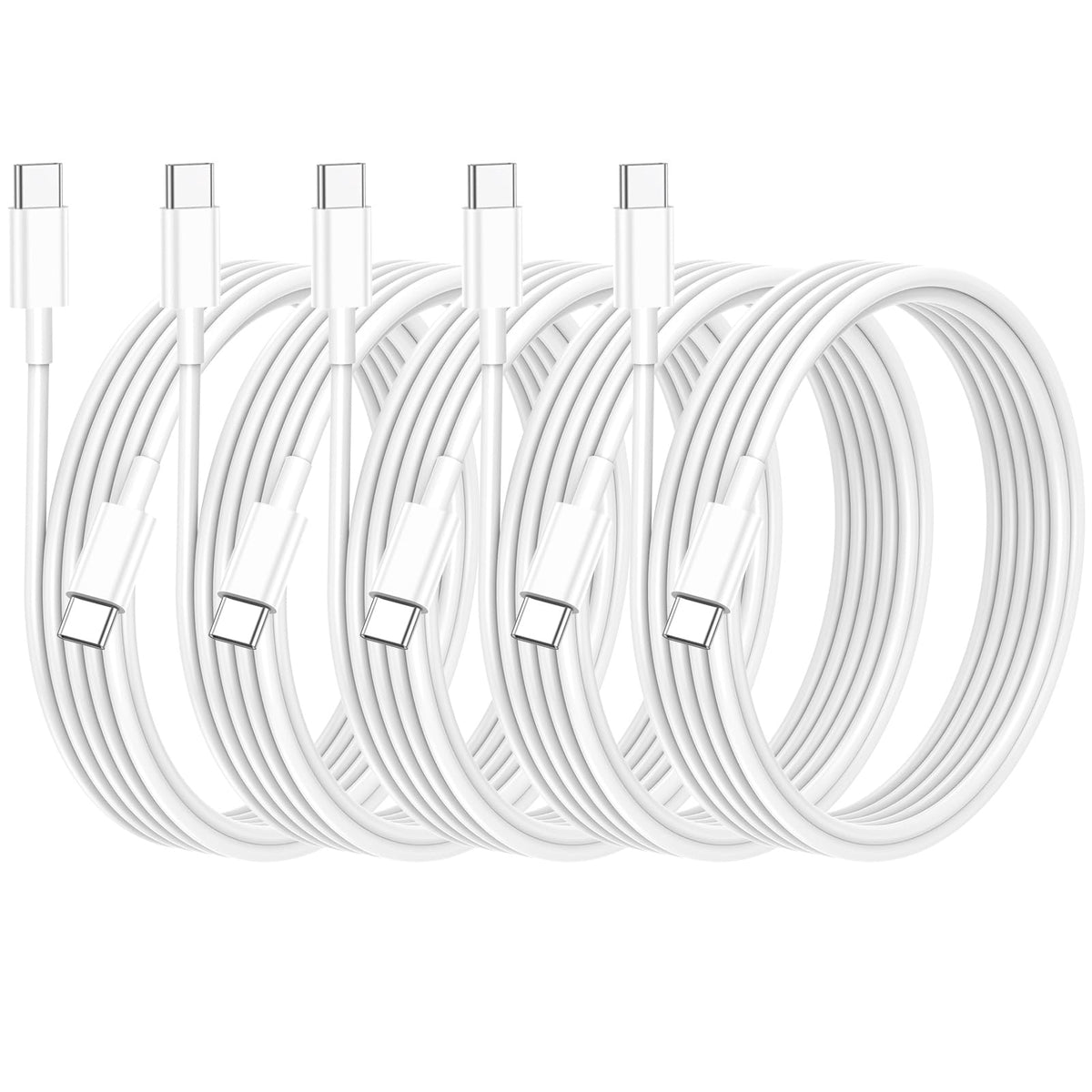 USB C to USB C Charger Cable for iPhone 15/16/17 Fast Charging, 60W Type C Charging Fast Charging Cable for iPhone17/16/15 Pro Max, iPad Pro/Air/Mini, Samsung, Pixel (White, 1M, 2PCS)