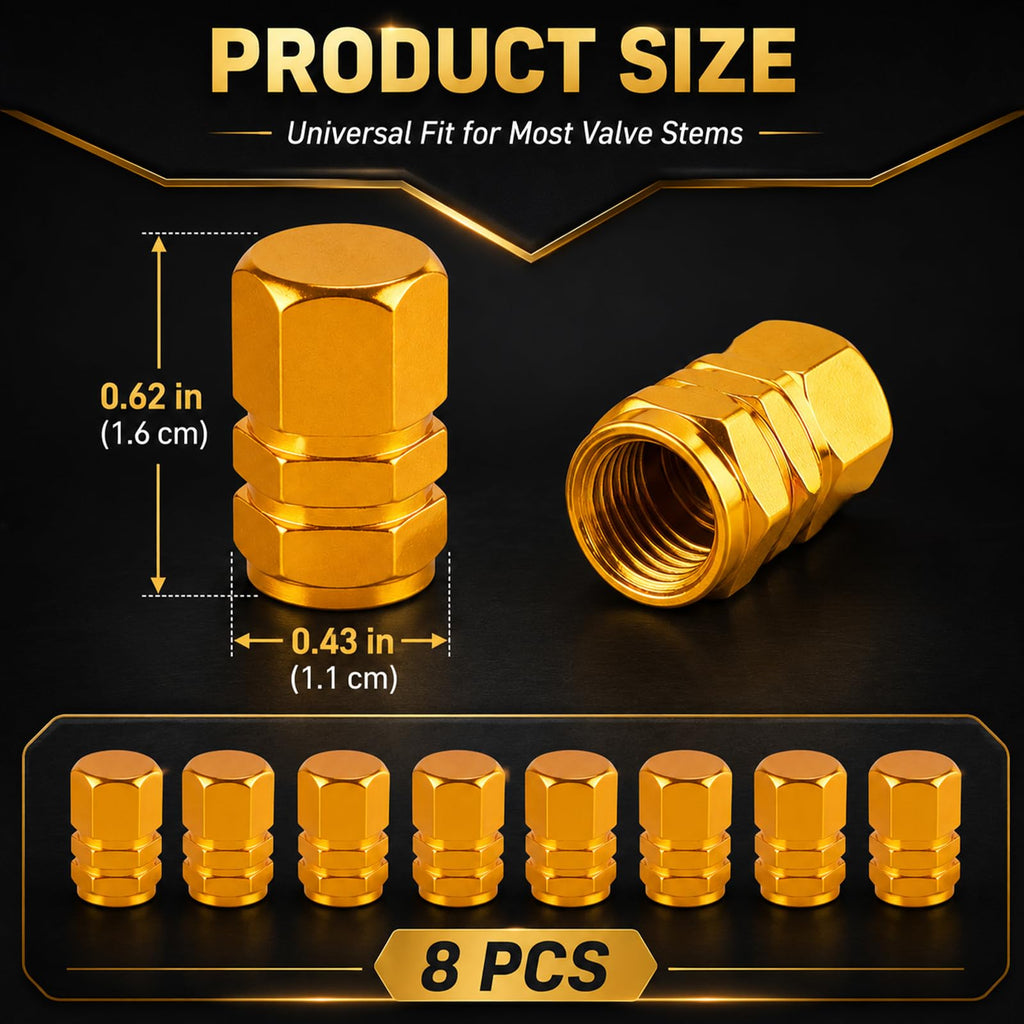 Aluminum Tire Valve Caps,8 Pcs Dustproof Stem Covers