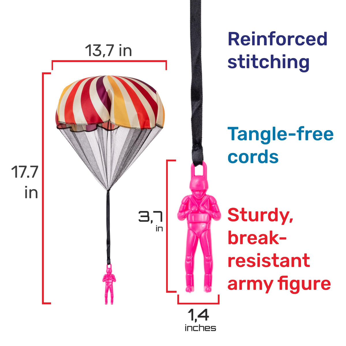 NUTTY TOYS Parachute Toys for Kids - Tangle Free Outdoor Flying Parachute Men, Top Indoor & Outside, 3 4 5 6 7 8 9 10 11 12 Year Old, Best Christmas Stocking Stuffers Idea 2026 Unique Boy & Girl Gifts