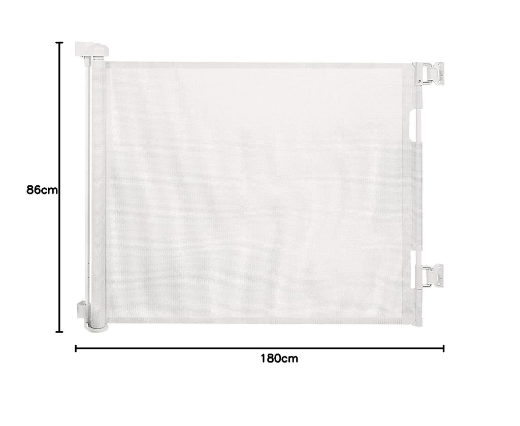 Retractable Mesh Baby & Dog Gate for Stairs, 86cm Tall x 140cm Wide, Black