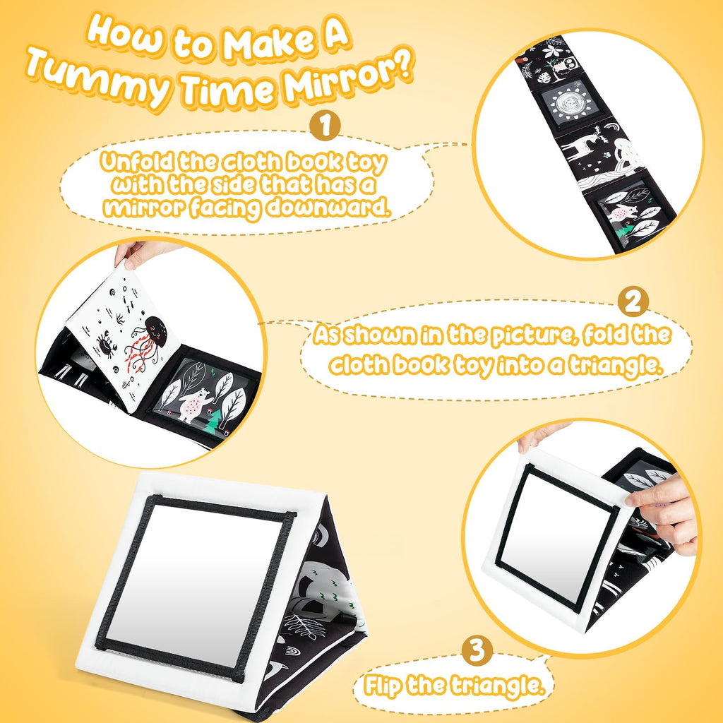 URMYWO Black and White Tummy Time High Contrast Newborn Toys 0-3 Months, Soft Baby Book, Visual Stimulation Montessori Sensory Infant Toys 0-6-12 Months, Shower Gift for Boys Girls
