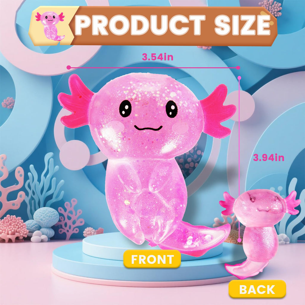 Axolotl Squishy Stress Relief Toy Glitter Fidget Toys Cute Malt Sugar Axolotl Toy Fidget Toys for Kids Youth Adult, Party Favors Anxiety Relief Squishy Toys(Blue)