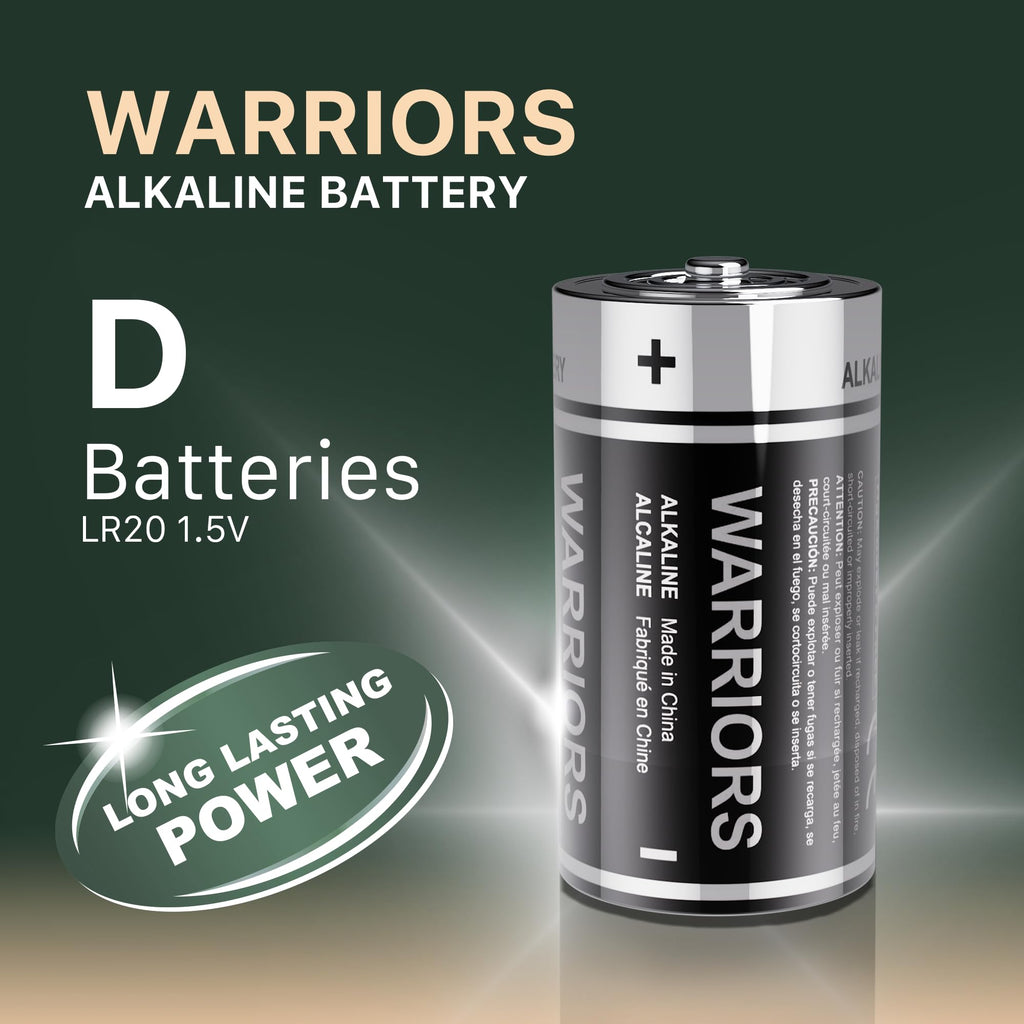 Warriors 2X 9V Alkaline Batteries, 6LR61, Long Lasting Power