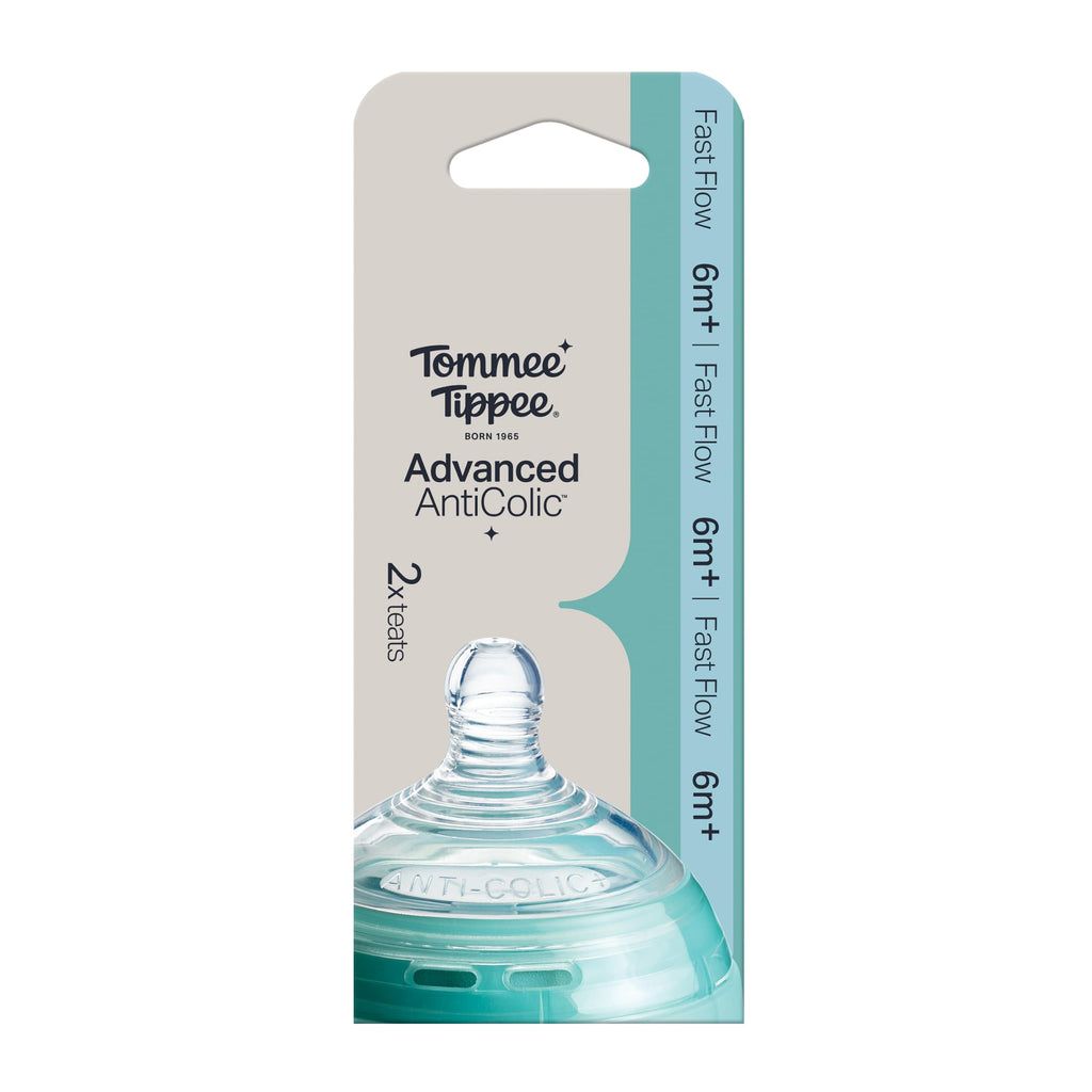 Tommee Tippee Advanced Anti-Colic Baby Bottle Teats, Size 2, Pack of 2