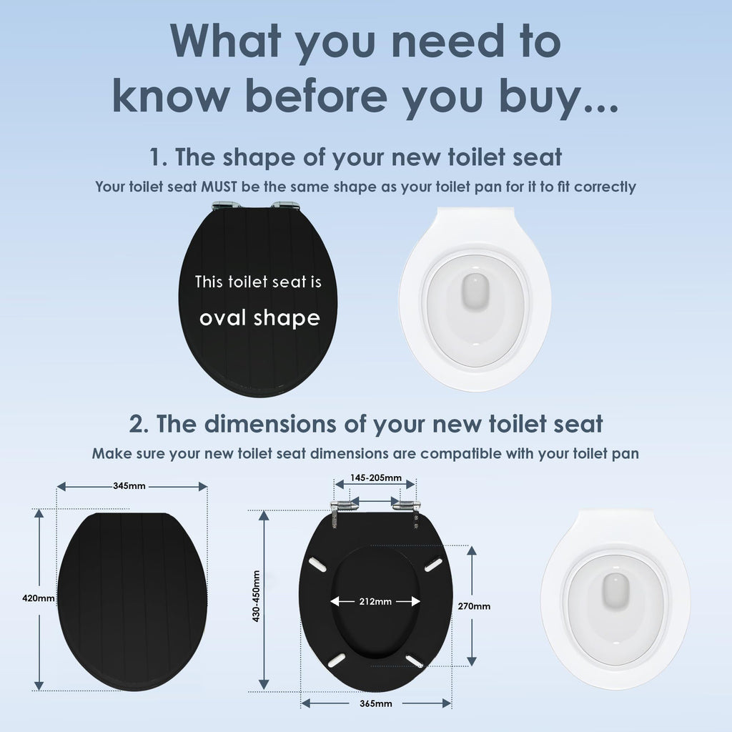 AQUALONA® Luxury Grey Oak Effect Toilet Seat - Soft Close MDF Moulded Wood Seat with Quick Release Button and Durable Hinges - Comfortable, Easy to Clean and Install with Universal Fittings