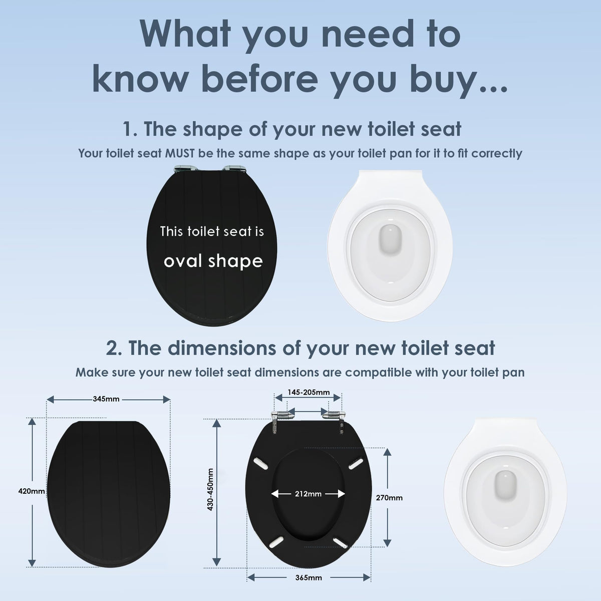 AQUALONA® Luxury Grey Oak Effect Toilet Seat - Soft Close MDF Moulded Wood Seat with Quick Release Button and Durable Hinges - Comfortable, Easy to Clean and Install with Universal Fittings