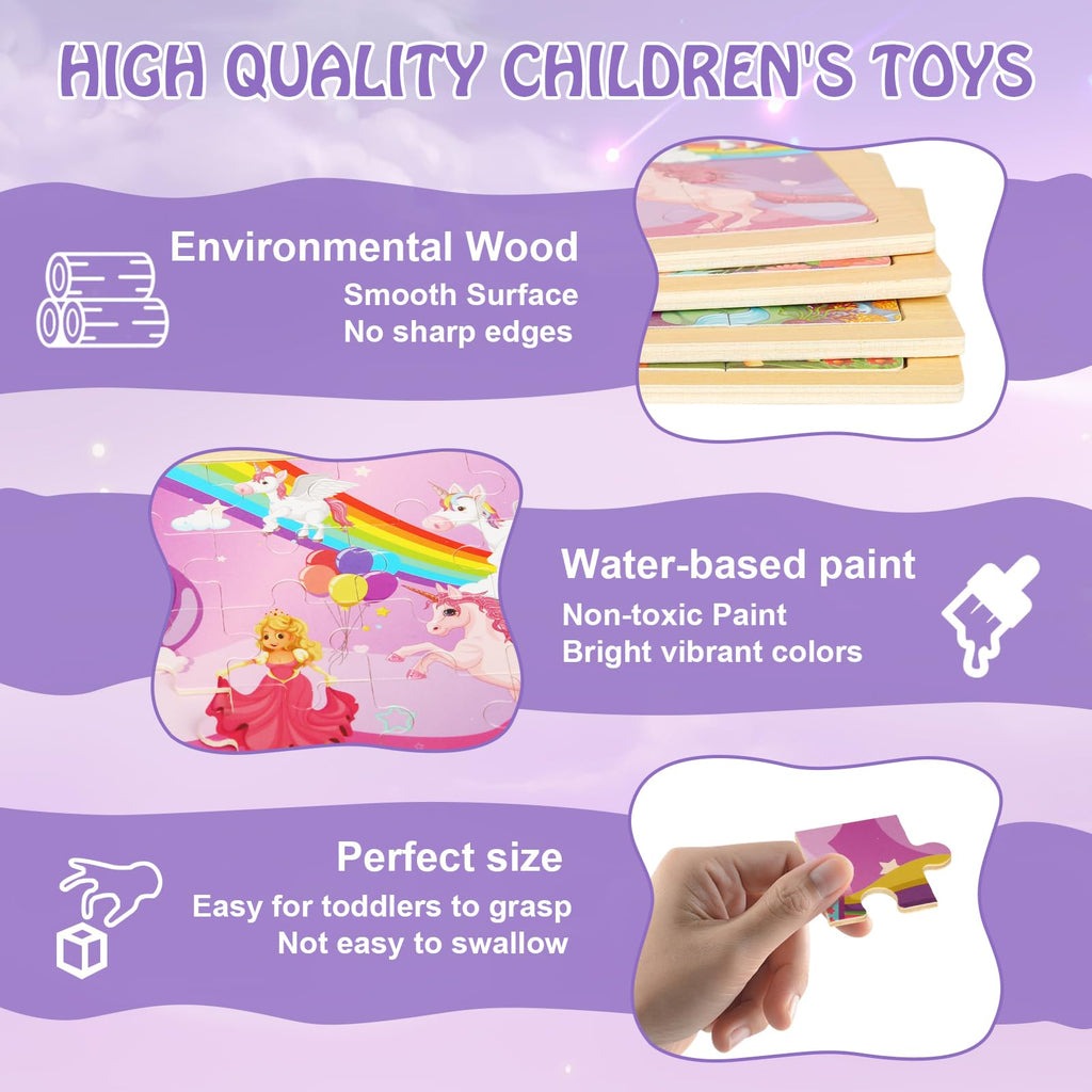 Wooden Puzzles Dinosaur Toys for Kids Ages 3-5, Set of 4 Packs with 20-Piece Wood Jigsaw Puzzles, Preschool Educational Brain Teaser Boards for Boys and Girls 3 4 5 6 Years Old