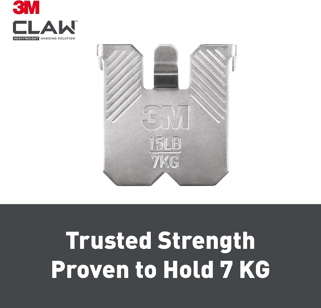 3M Claw Plasterboard Picture Hanging Wall Hooks For Hanging Home Décor, 4 Hangers, Holds up to 7 kg - Ideal for Heavyweight Items