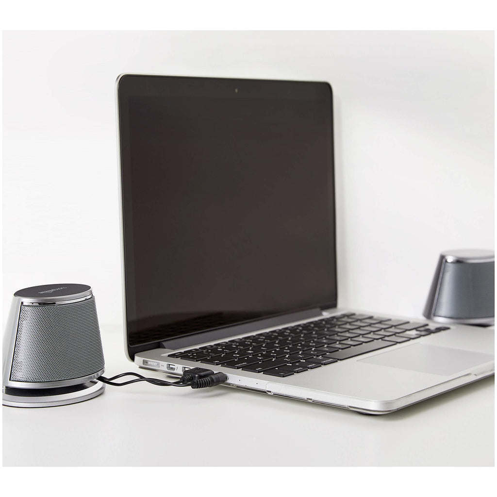Amazon Basics PC Speakers Stereo 2.0 for Desktop, 3.5mm Input, USB-Powered, Black