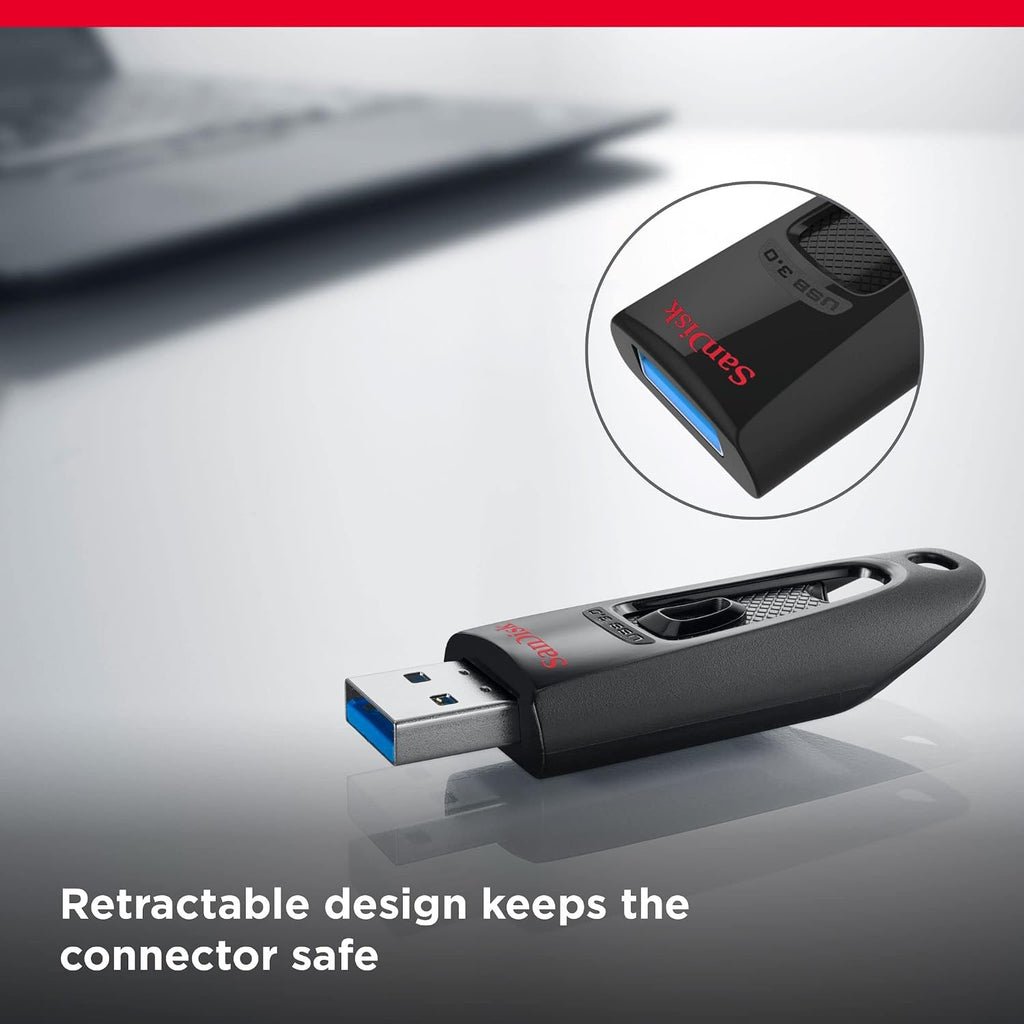 SANDISK Ultra 256GB, USB-A Flash Drive, Up to 100MB/s Read Speeds