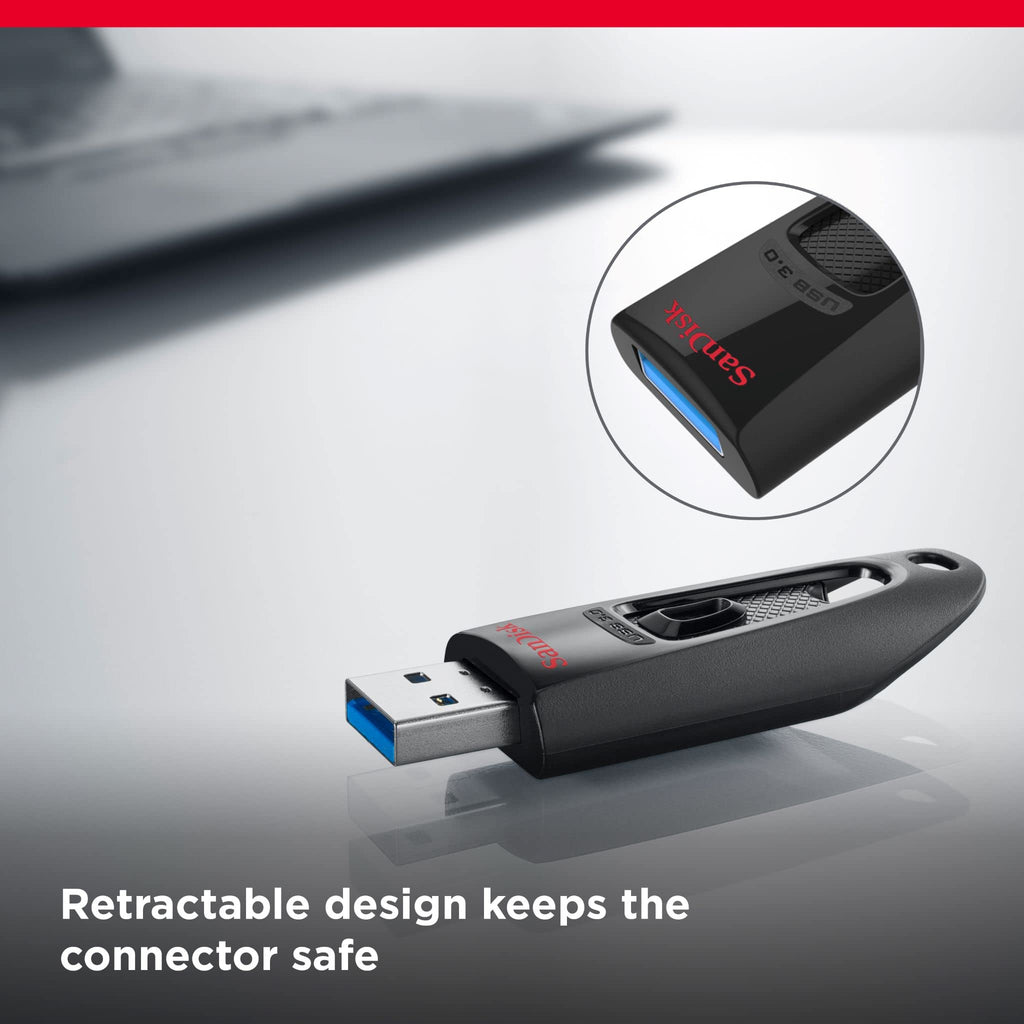 SanDisk 32GB Ultra USB 3.0 Flash Drive, USB stick, memory stick with transfer speeds up to 130MB/s, Password protection, RescuePRO Deluxe software for data recovery, Triple Pack, Black