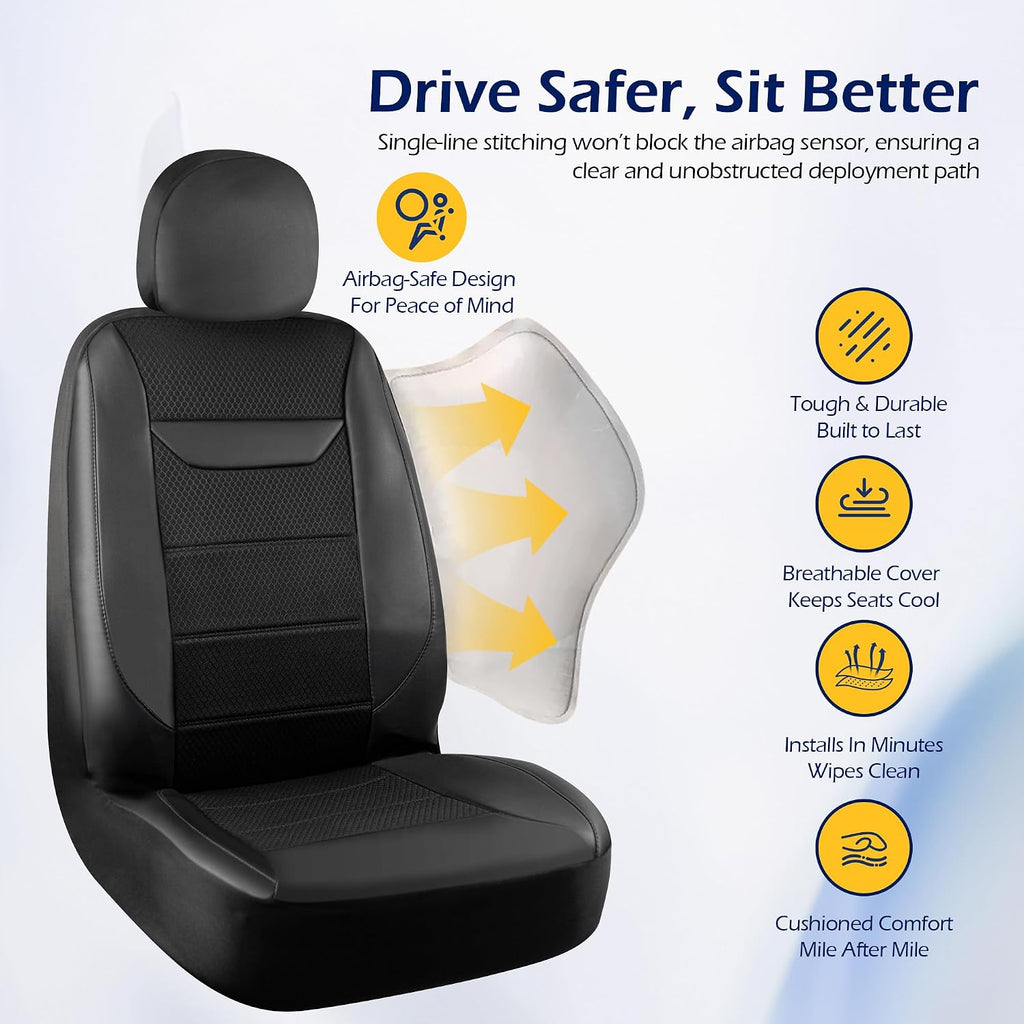 kingphenix 2 Pack Front Leather Car Seat Covers with Memory Foam