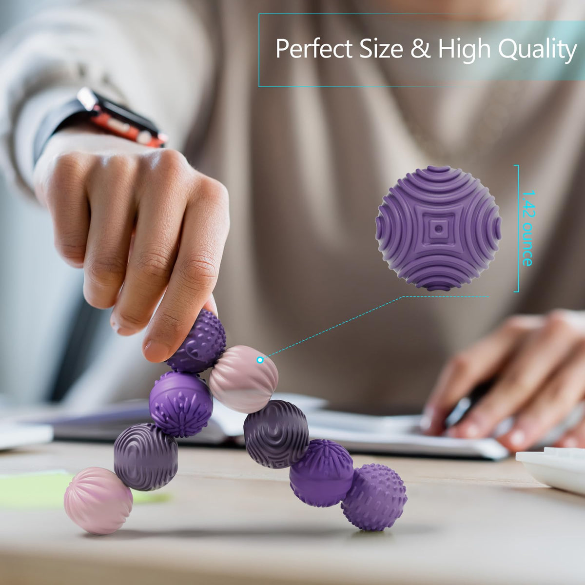 Silicone Magnetic Balls Fidget Toys for Adults & Teens,4PCS Stress Relief Sensory Toys for Autism ADHD Anxiety,Fun Textures Gadgets,Office Desk Toy,Stocking Stuffers for Women Men Teen Gift