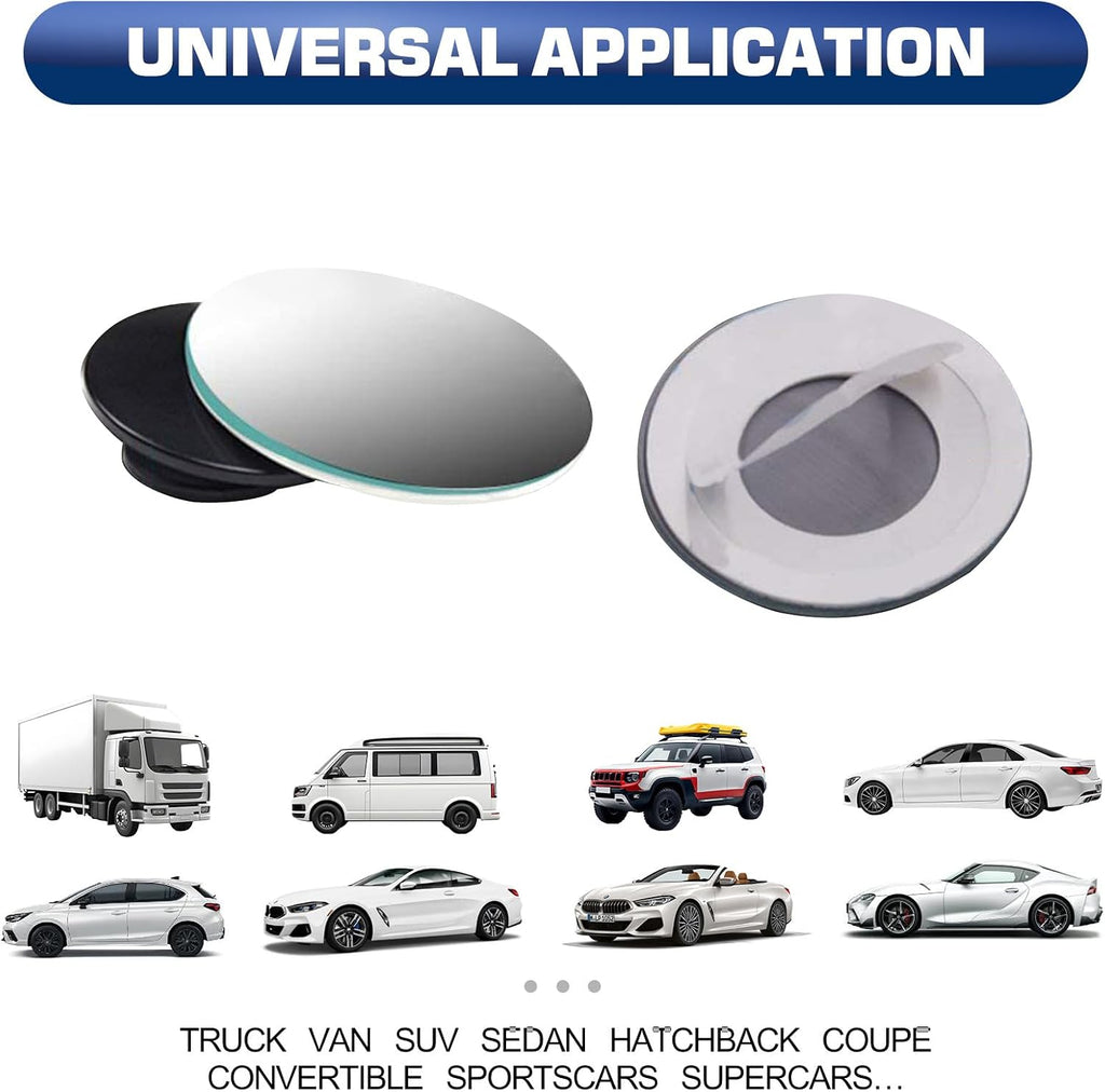 Spurtar Blind Spot Mirrors for Cars, Round Frameless 360° Rotate, 2 Pack