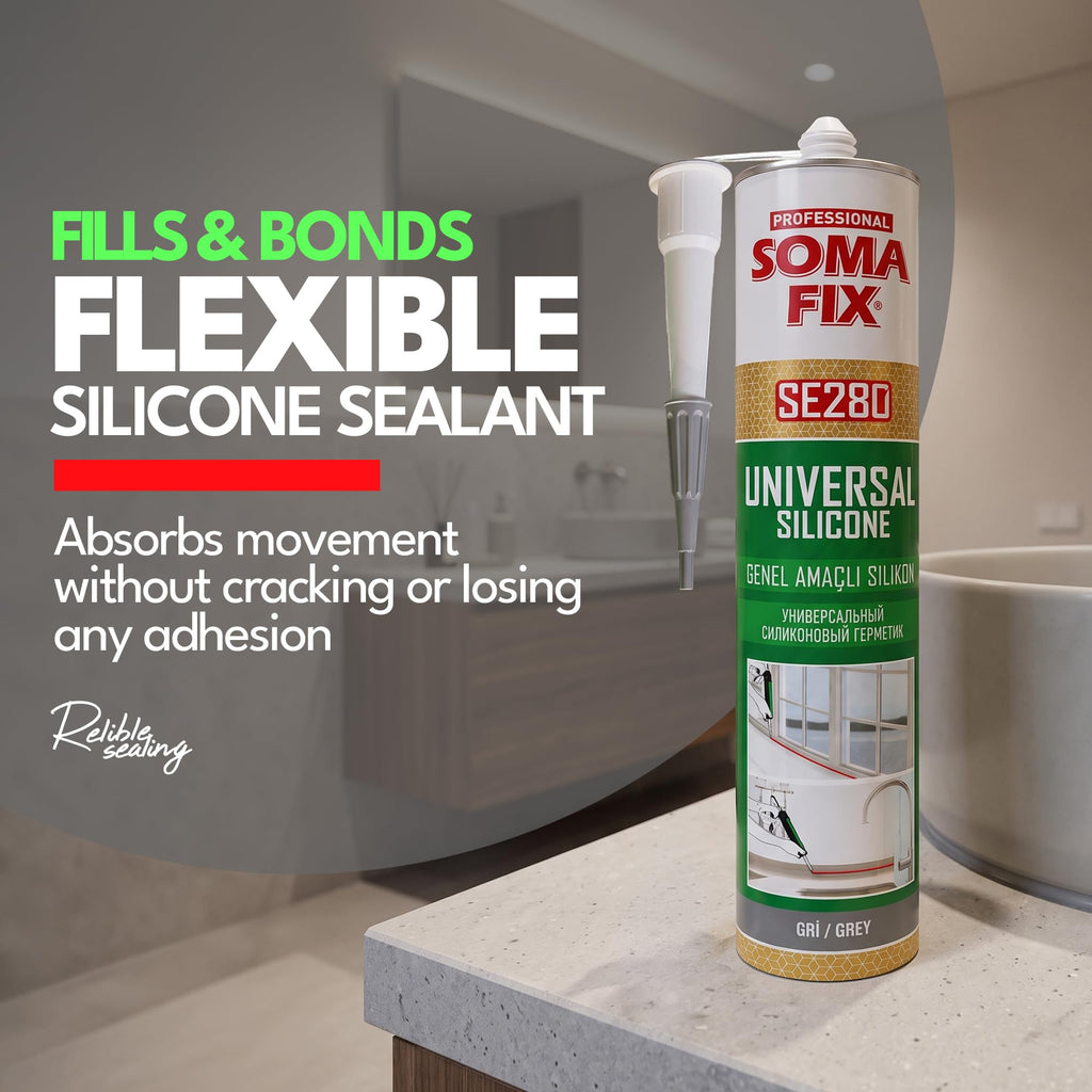 Brown Silicone Sealant, Waterproof & Flexible Sealant and Adhesive - 280ml