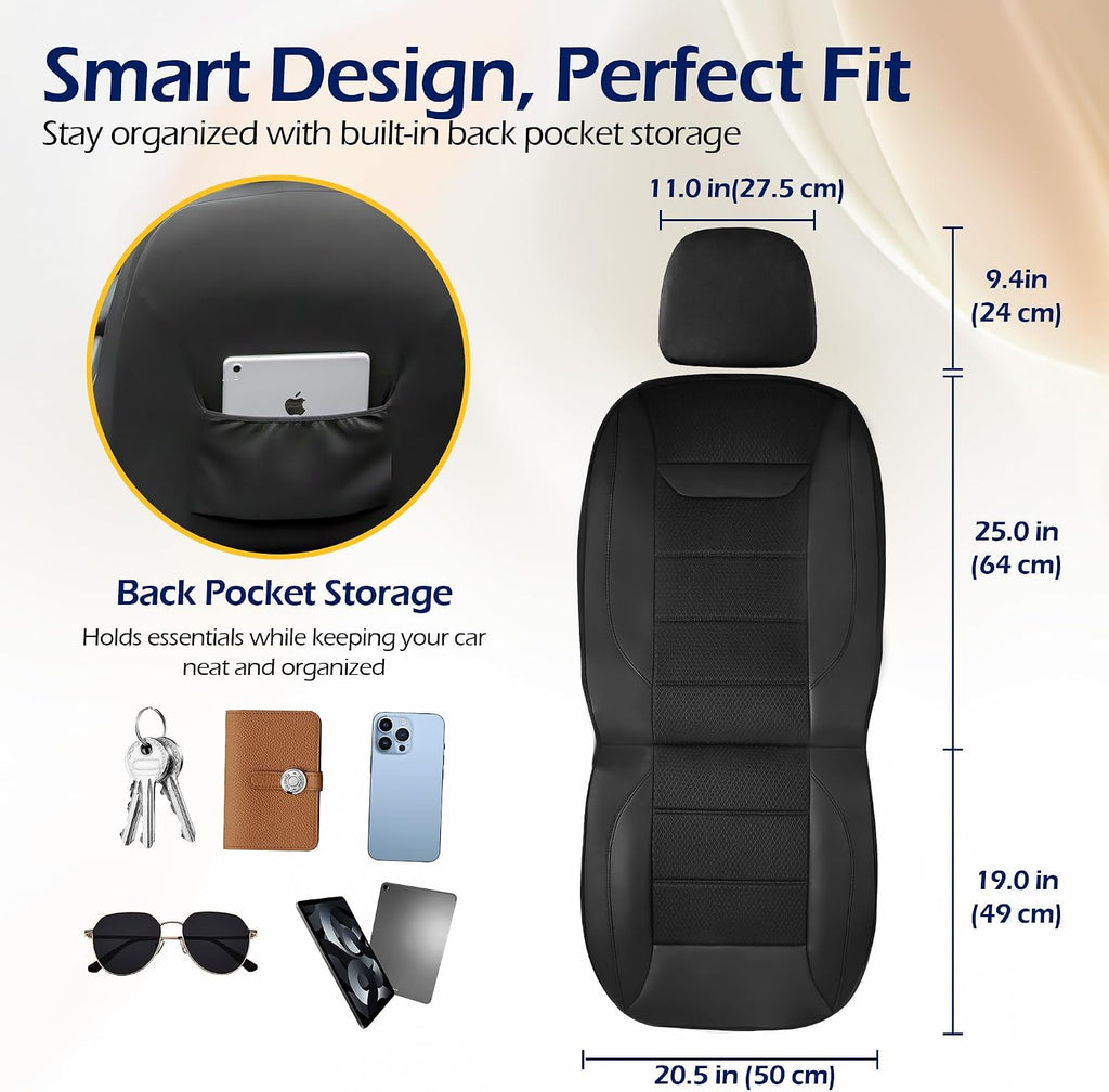 kingphenix 2 Pack Front Leather Car Seat Covers with Memory Foam