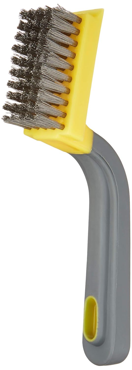 Amazon Basics Wire Brush for Rust Removal, Soft Grip, Black and Yellow