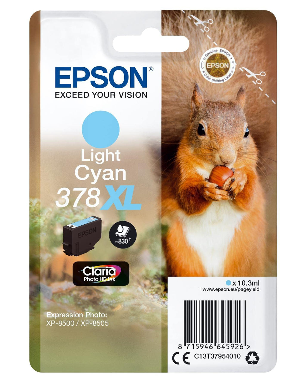 Epson 378 Black Squirrel Genuine, Claria Photo HD Ink Cartridge, Standard Capacity