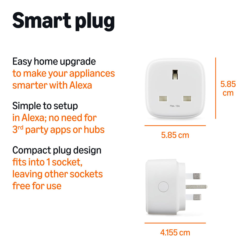 Amazon Basics Smart Plug, Matter Compatible, Compatible with Amazon Alexa, Google Home, Apple HomeKit, Matter Hub Required, 2.4 GHz Wi-Fi only, White, 4-Pack