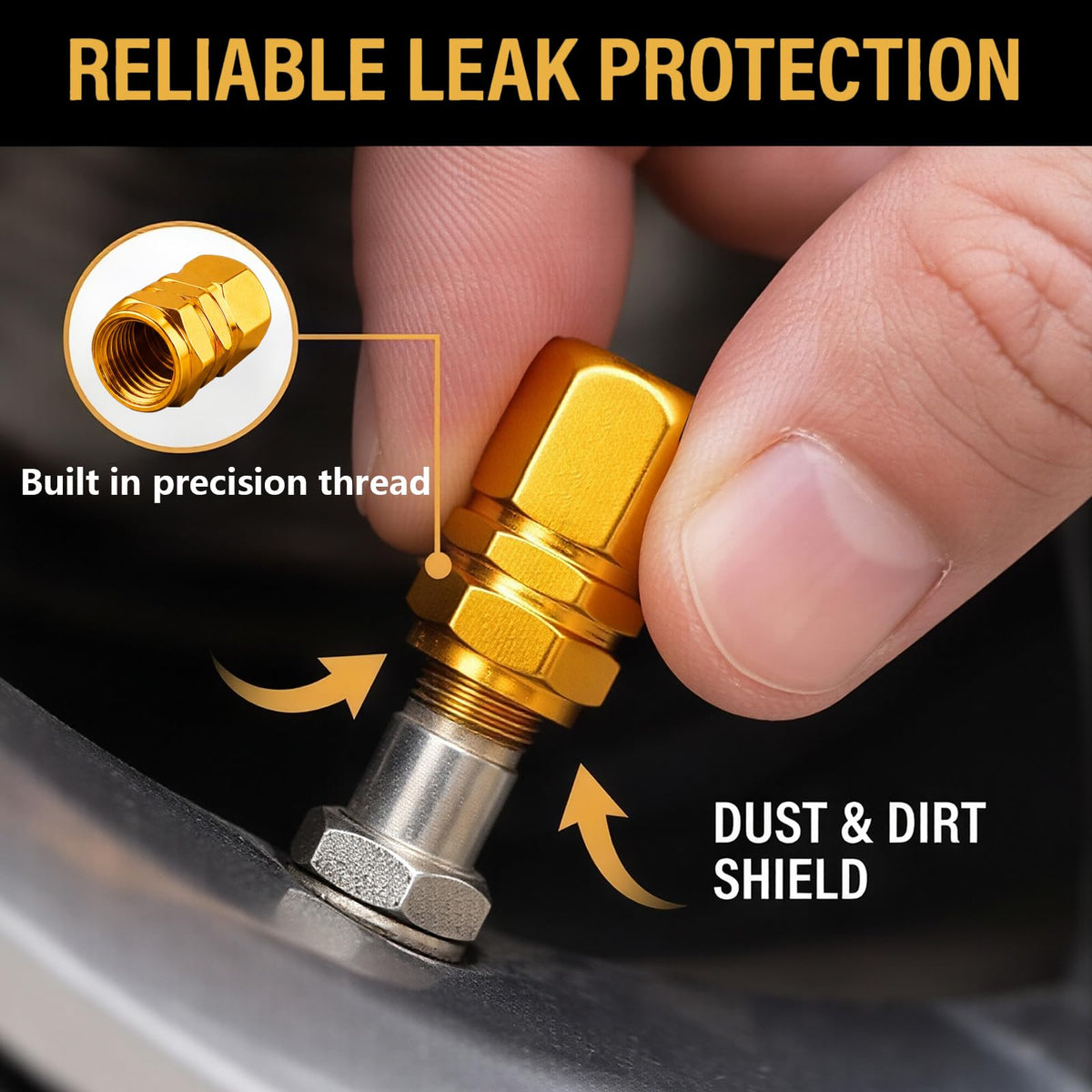 Aluminum Tire Valve Caps,8 Pcs Dustproof Stem Covers