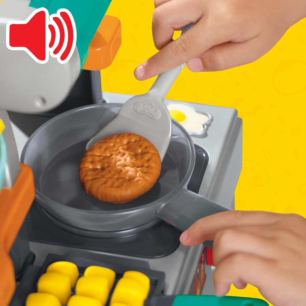 Play-Doh Super Sizzlin' Kitchen Playset, Realistic Cooking Toy Sounds, 25+ Play Foods to Create, Kids Arts & Crafts 3+
