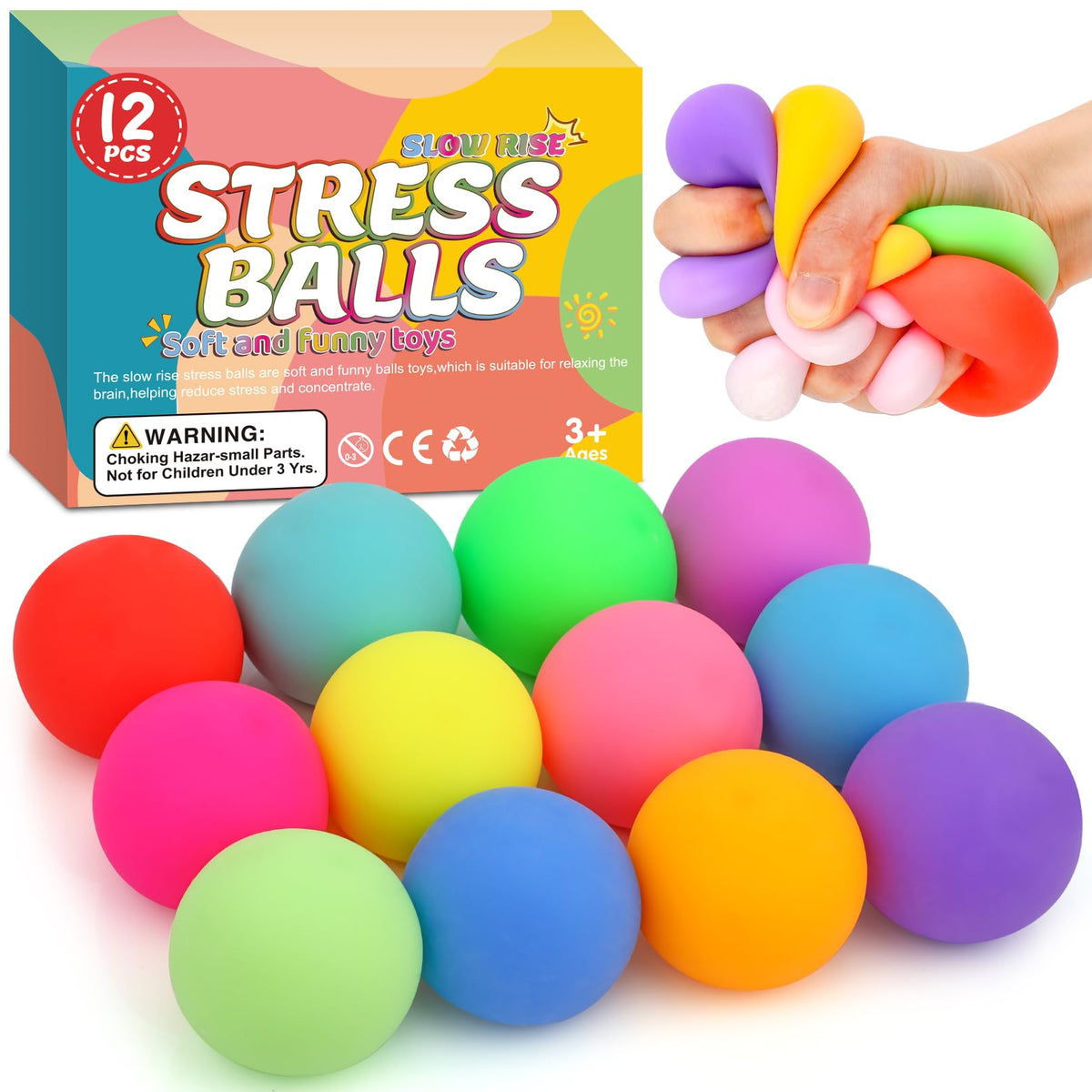 VISCOO 12 Pack Slow Rising Stress Cube, Stress Balls Fidget Squishy Toys