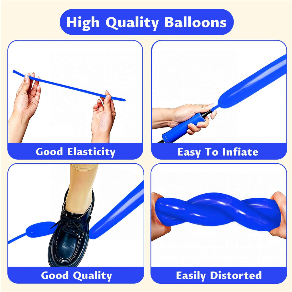 260 Black Long Balloons for Balloon Garland Thickening Skinny Latex Twisting Animals Modeling Christmas Birthday Wedding Party Festival Decorations 100pcs