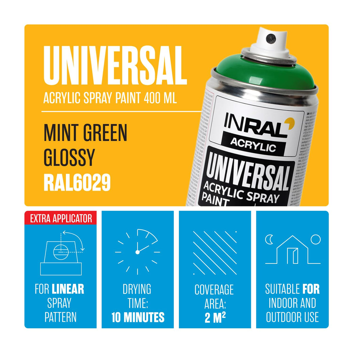 Acrylic Spray Paint Jet Black Matt RAL9005 [400ml] – Universal Spray for Metal, Plastic, Wood & Stone – High-Coverage, UV & Rain Resistant – Indoor & Outdoor Use