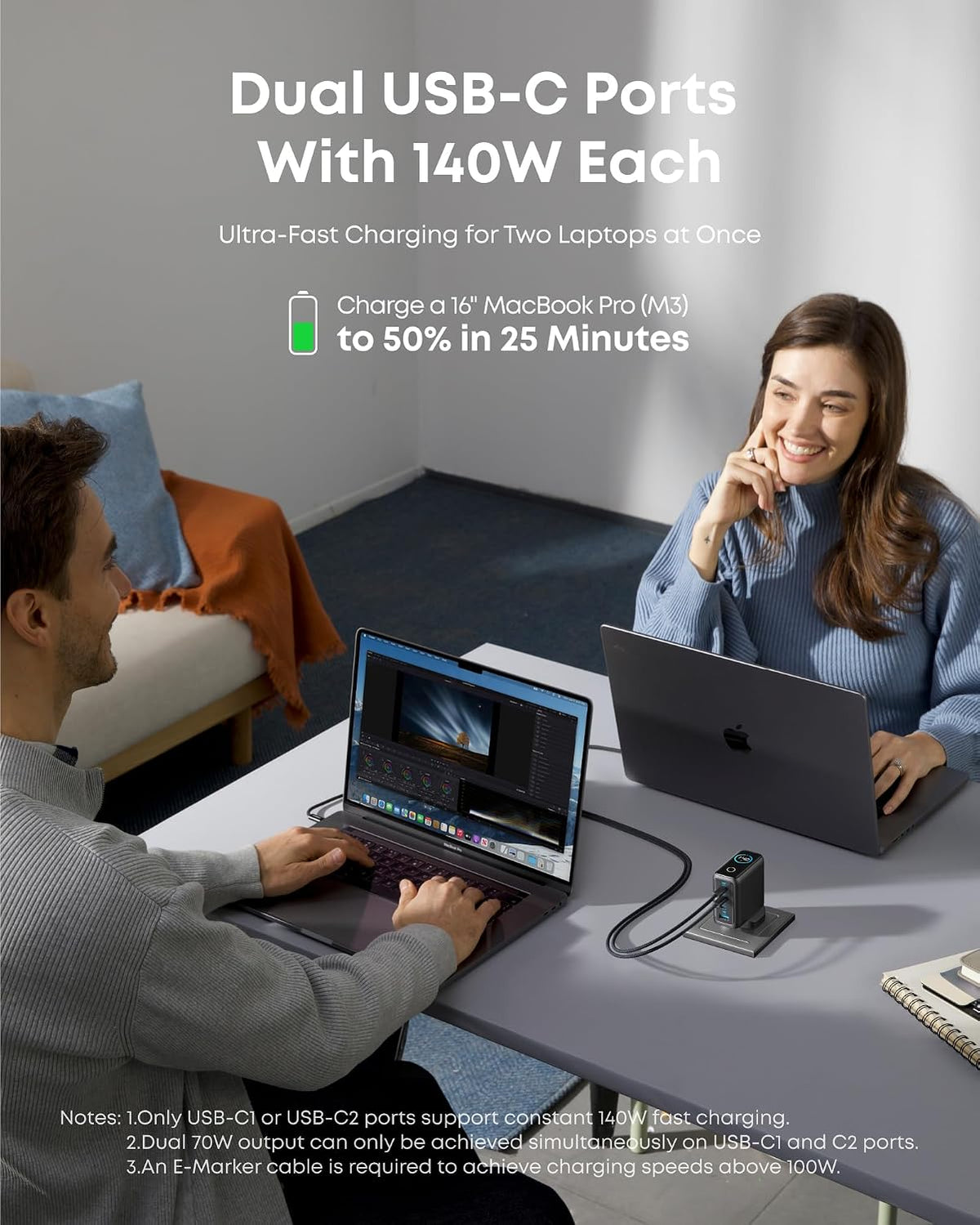 Anker 140W GaN USB C Foldable Plug, Fast Charger for iPhone 18 Pro Max