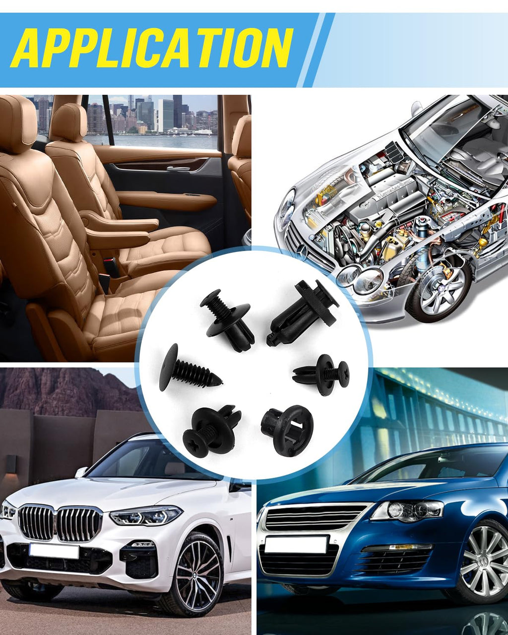 JatilEr 200 Pcs Car Body Trim Clips, H55 Car Panel Clips 6 Sizes