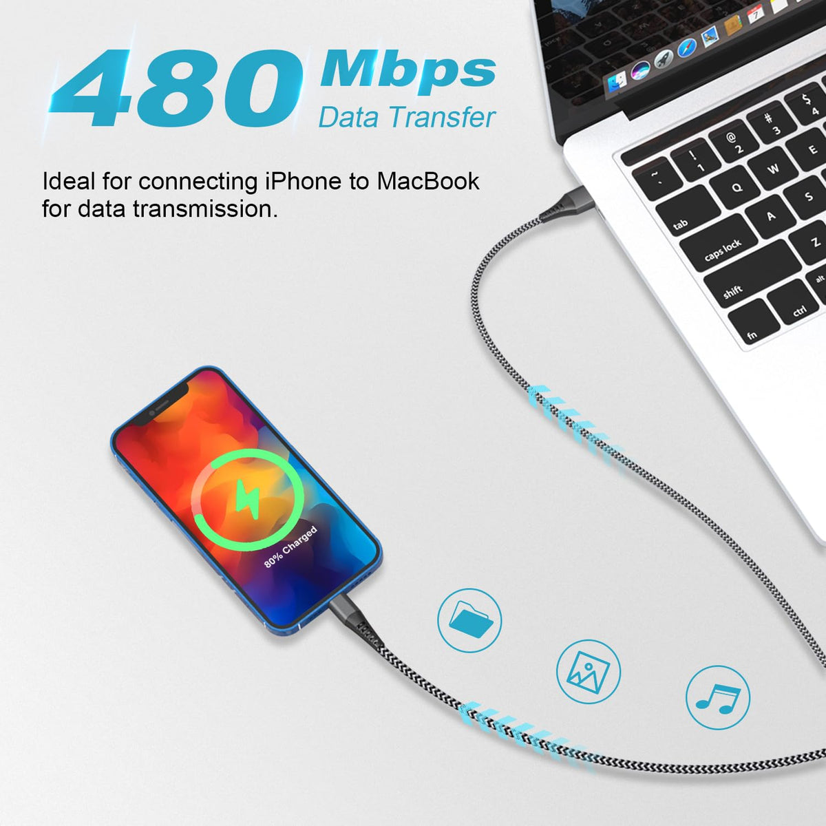 iPhone Charger Cable 1M 2Pack[Apple MFi Certified], USB to Lightning Cable 1M Nylon iPhone Cables for Apple iPhone 14 13 12 Pro Max XR XS 8 7 6 5 SE iPad