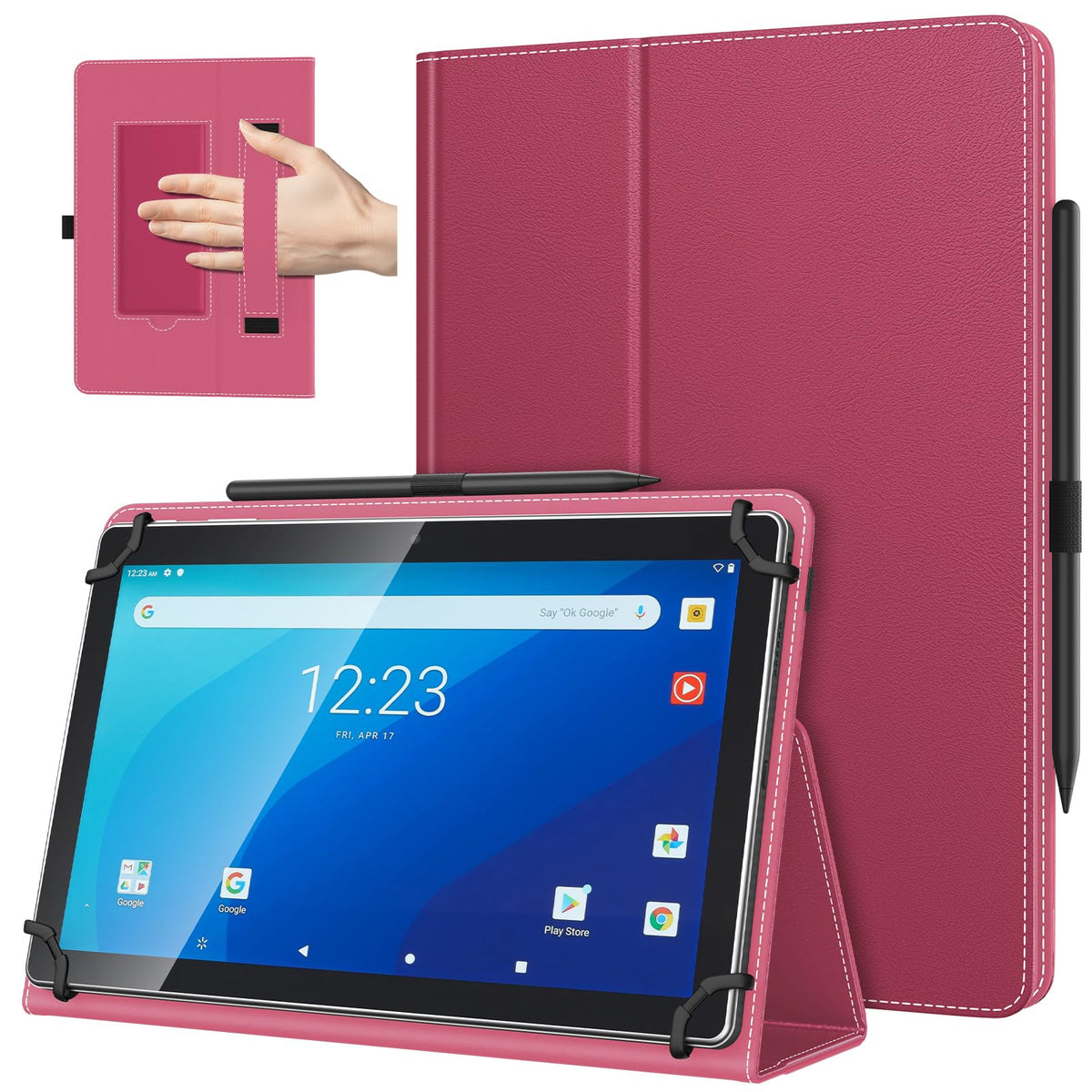 TiMOVO Universal Case for 10.1 Inch Android Tablet, Flowers on Purple