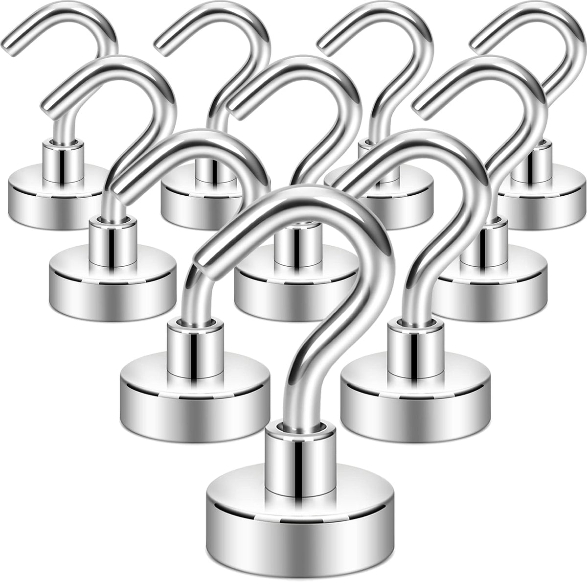 Neosmuk Magnetic Hooks,10kg+ Heavy Duty Cruise Hooks, Silver, 10 Pack