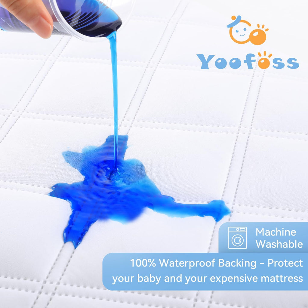 Yoofoss Waterproof Cot Bed Mattress Protector 120 x 60 cm Breathable Toddler Bed Mattress Protector Comfortable Noiseless White