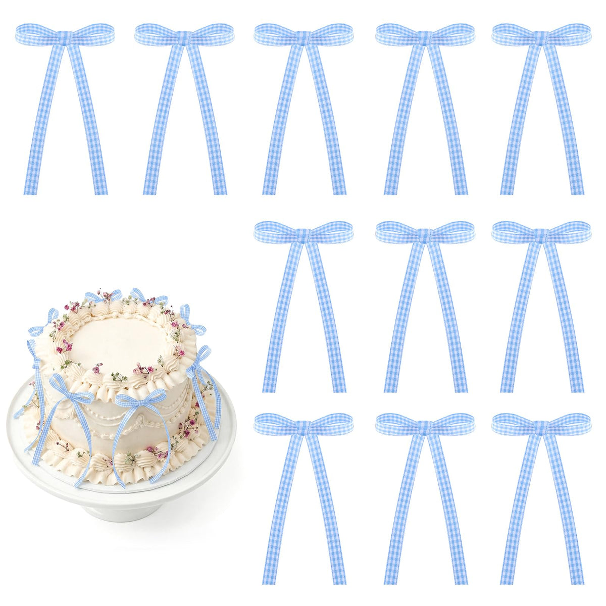 30 Pack Bow Cake Toppers Black Ribbon Bows for Cake Halloween Party Decor