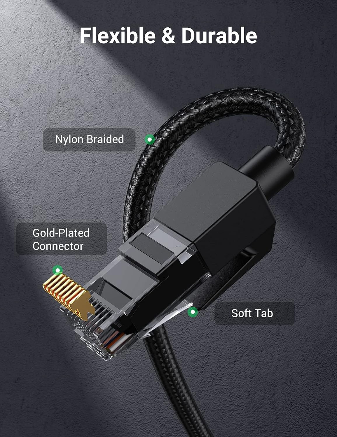 UGREEN Ethernet Cable 2M, High-Speed Gigabit Cat 6 Network Cable Braided