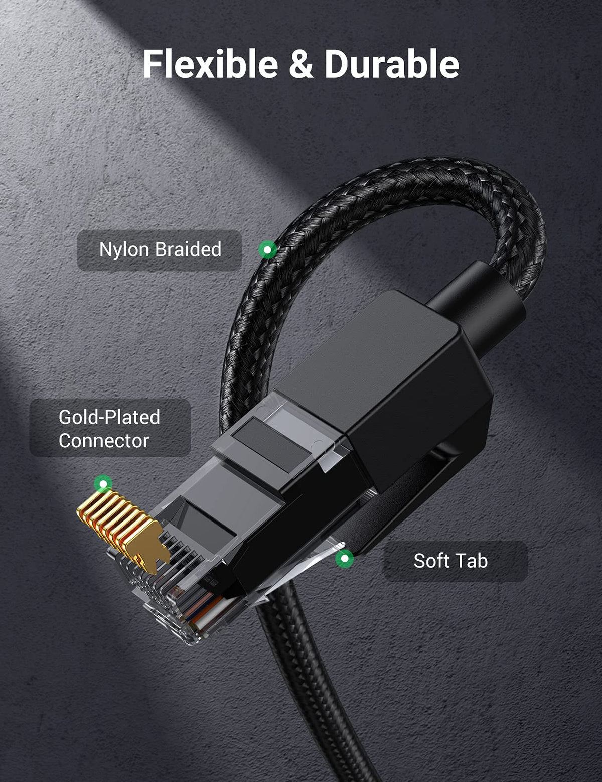 UGREEN Ethernet Cable 15M, High-Speed Gigabit Cat 6 Network Cable Braided