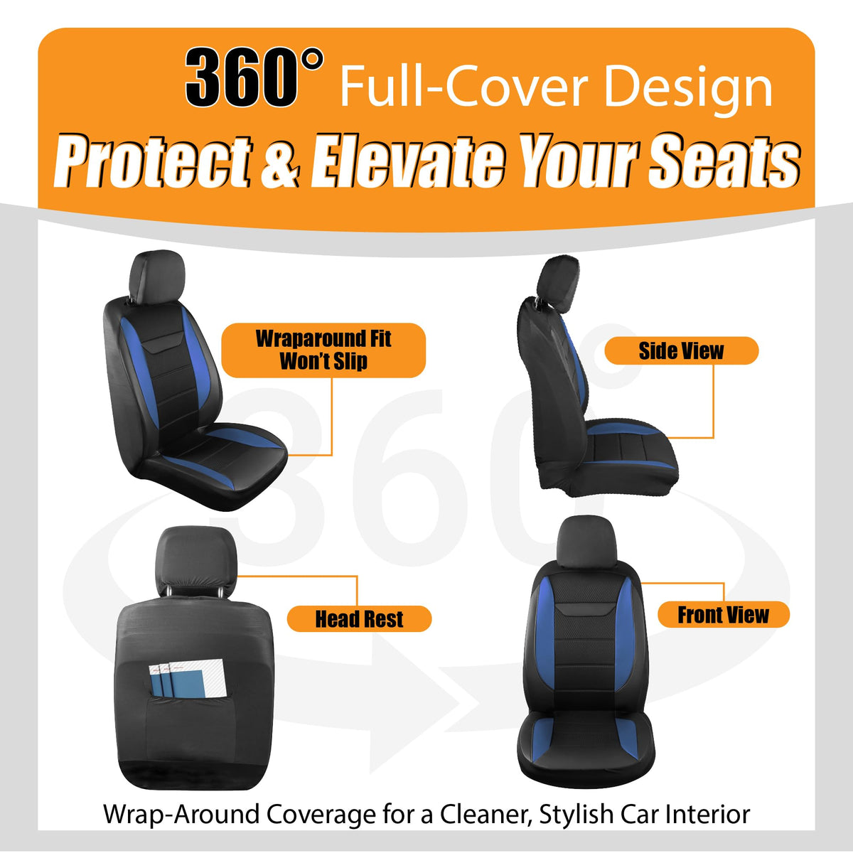 kingphenix 2 Pack Front Leather Car Seat Covers with Memory Foam