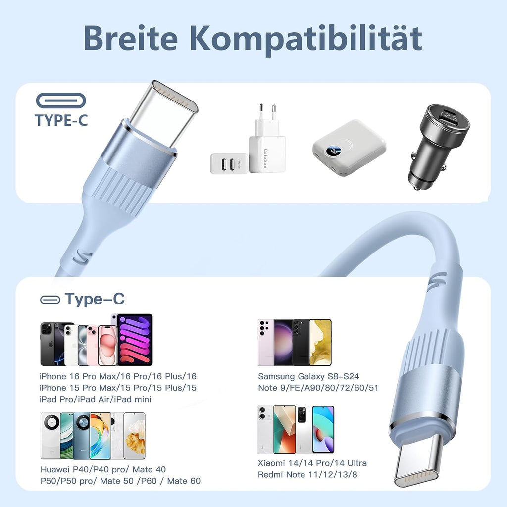 Nebite USB C Charger Cable 60W 6FT, 3 PACK USB C to USB C Charger Cable