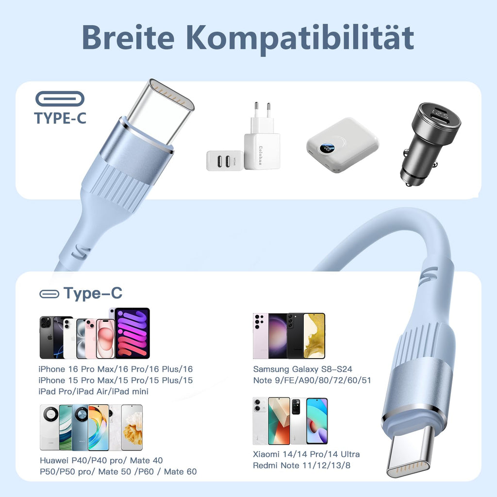 Nebite USB C Charger Cable 60W 3M 3PACK, USB C to USB C Cable