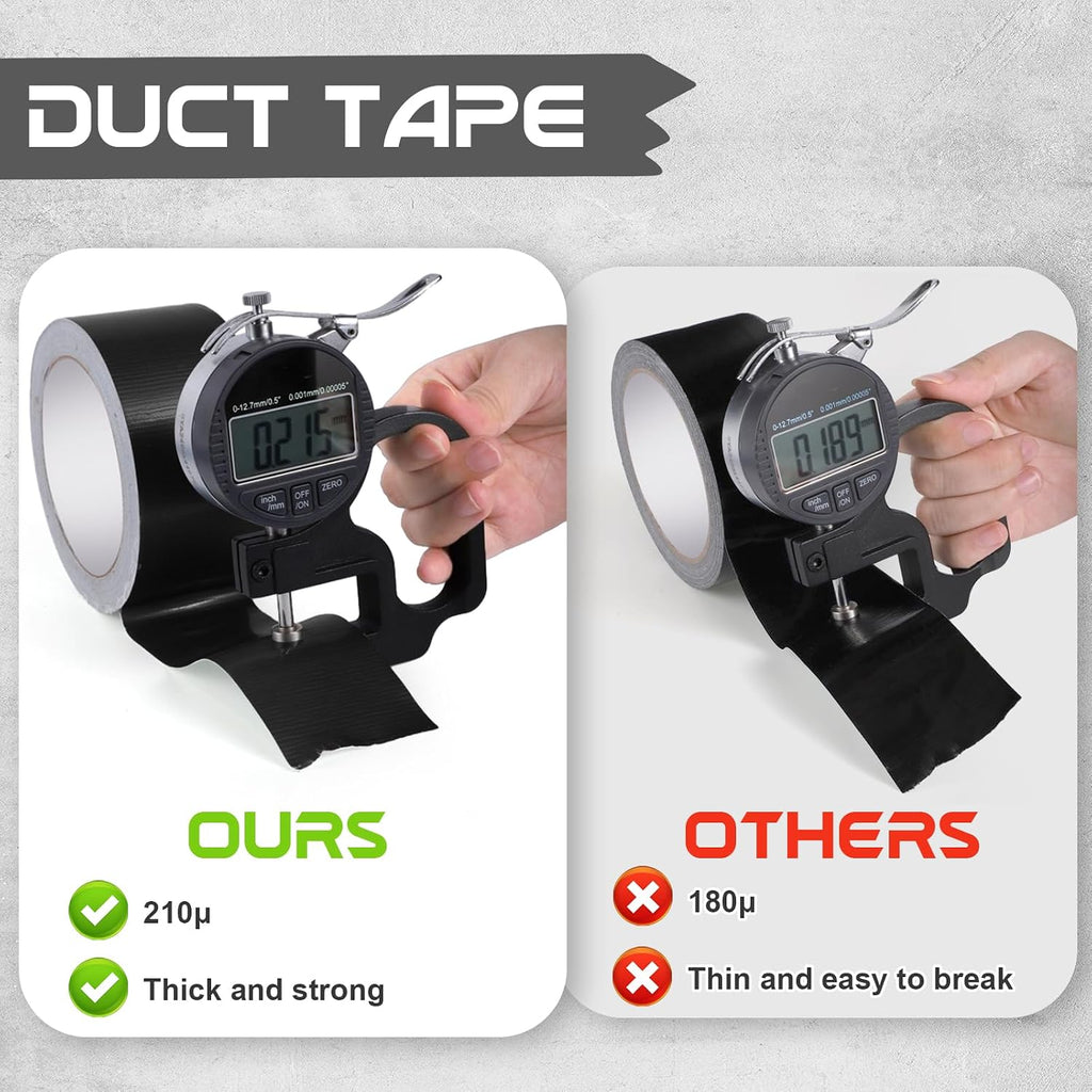 Black Duct Tape, 48mm x 54m (Pack of 3) Gaffer Tape Heavy Duty 8.5Mil