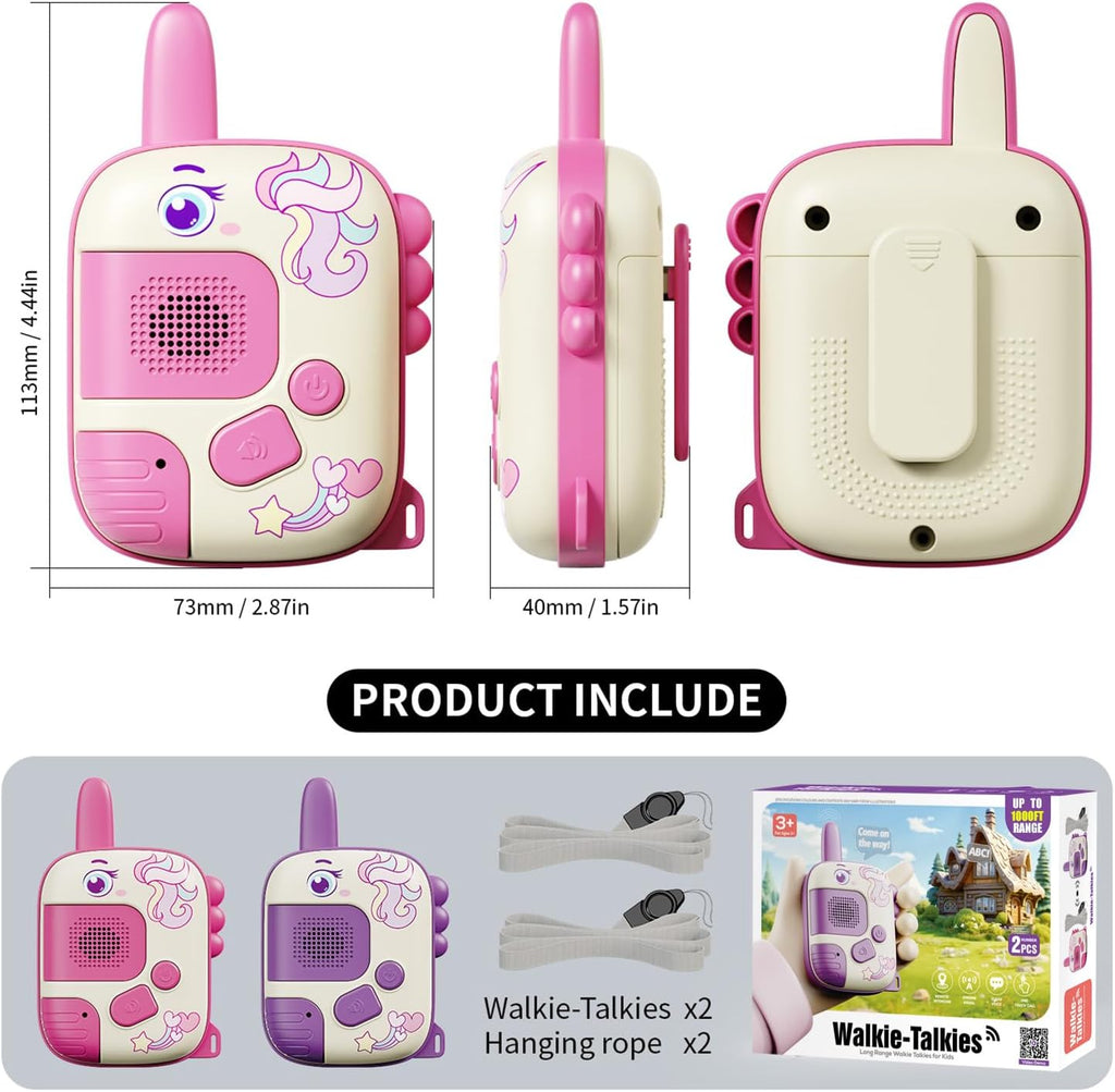 Walkie Talkies Toys for Girls:Unicorn Toys 2 Pack Birthday Gifts for 3 4 5-7 8 Year Old Girls Toy for 4 5 6 7 8-10 Year Old Camping Outdoor Game,Christmas Stocking Stuffers for Girls Kids