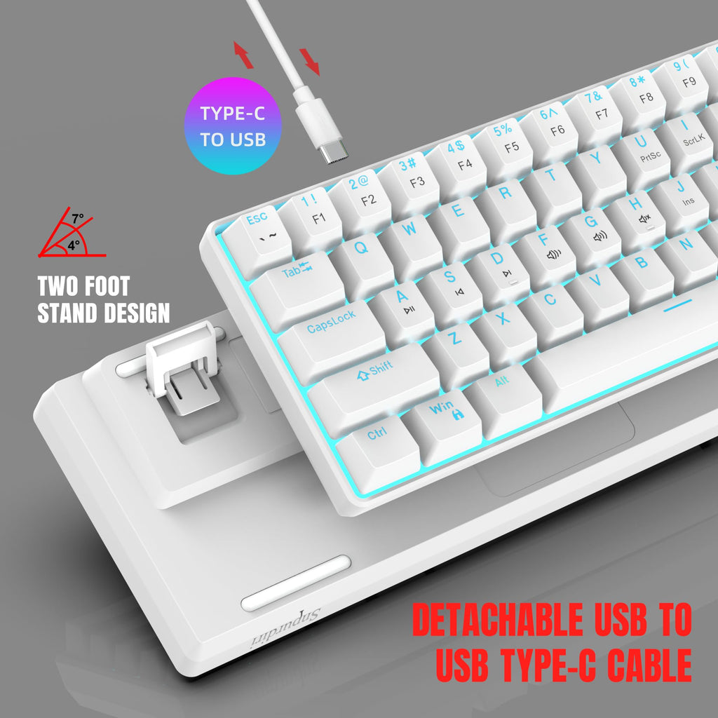 Snpurdiri 2.4G 60% Wireless Gaming Keyboard and Mouse Combo (White-Grey)
