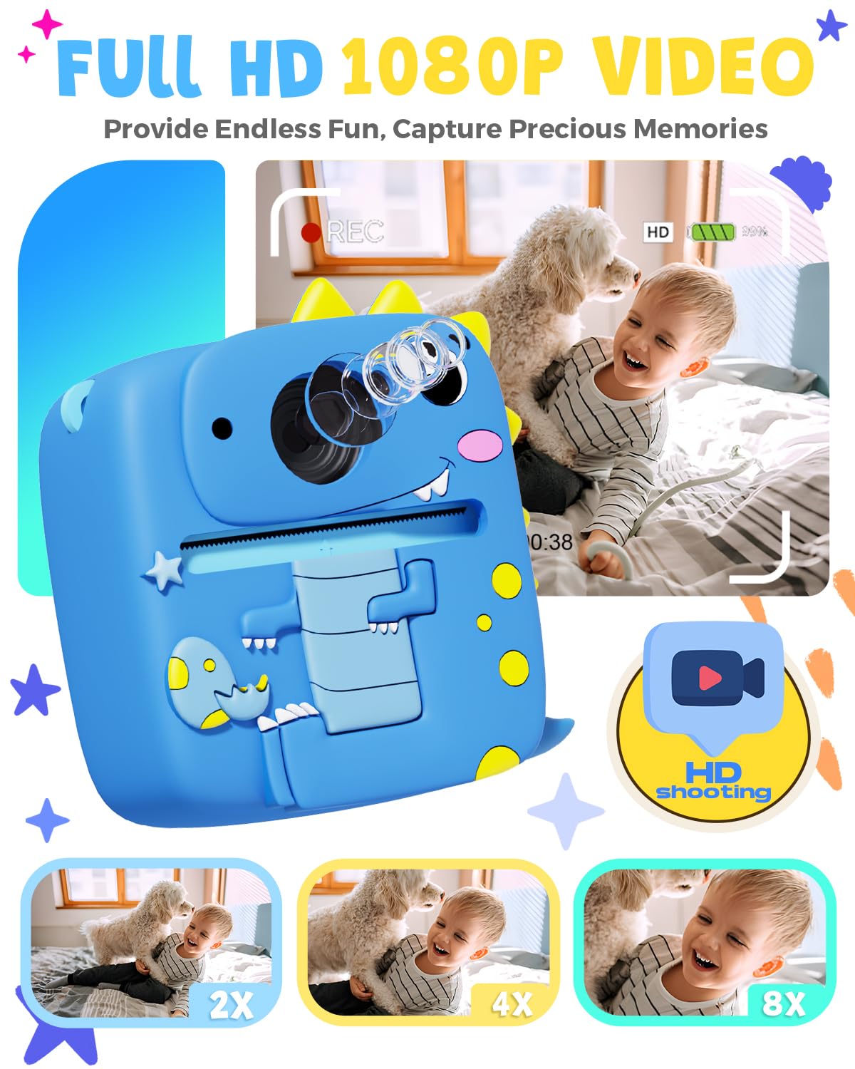 Kids Camera Instant Print,1080P Kids Digital Camera,Girls Gifts Toys Age 3+