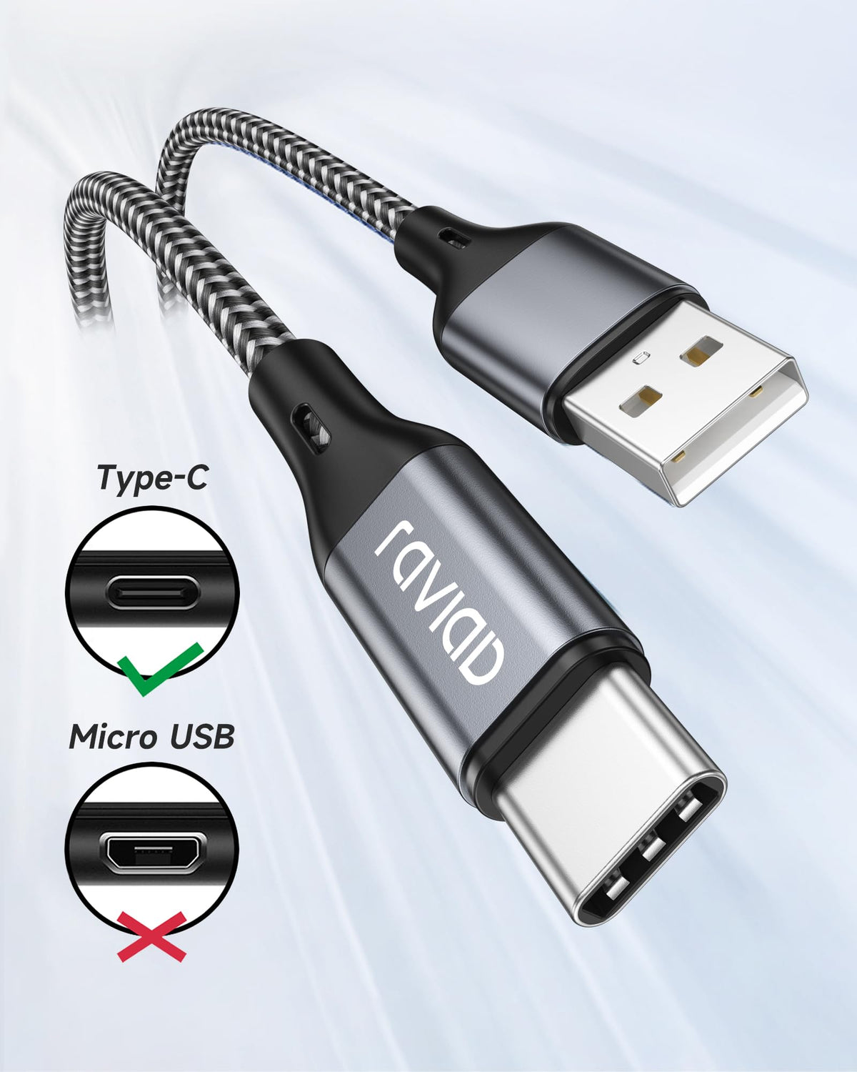 RAVIAD Short USB C Charger Cable 15CM 2Pack, USB to USB C Cable Fast Charge