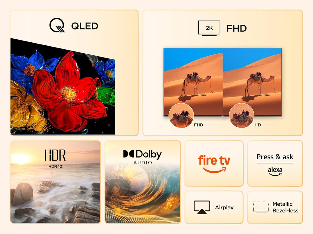 TCL 32SF560-UK 32 Inch Full HD QLED HDR Smart TV with Fire TV Press & Ask Alexa, Metallic Bezel-Less Design