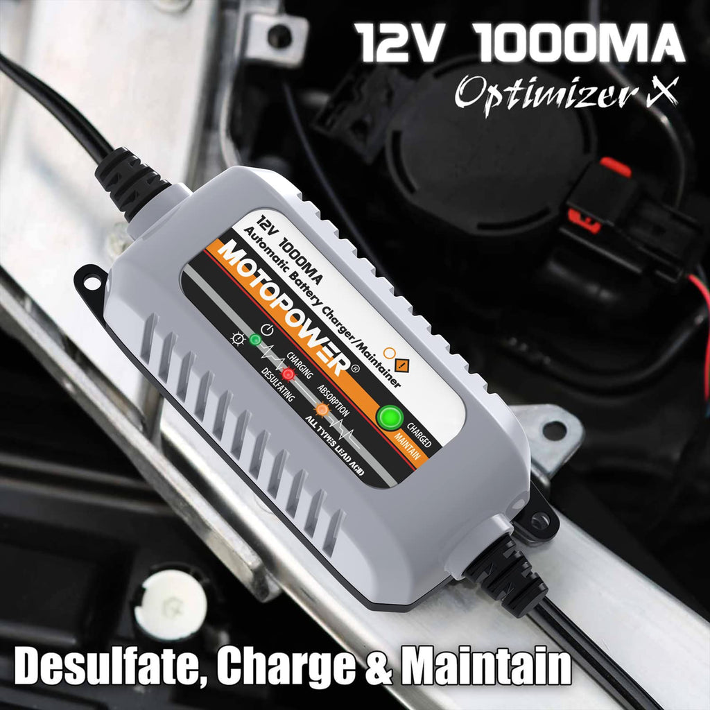 MOTOPOWER MP00205A 12V 800mA Fully Automatic Battery Charger/Maintainer - UK Plug
